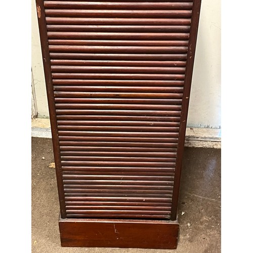 32 - Vintage Tambour Front Filing Cabinet. 49 x 43 x 117 cms