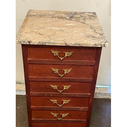 33 - Continental Marble Top Chest Of Six Drawers. 46 x 45 x 94 cms