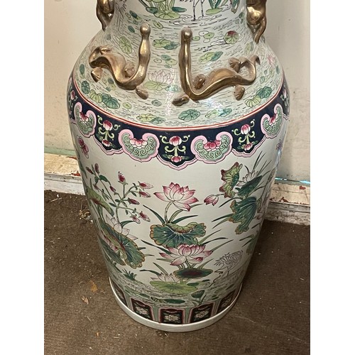 39 - Extra Large Hand Painted Chinese Floor Standing Vase  With Flower And Bird Decoration. 95cms High
