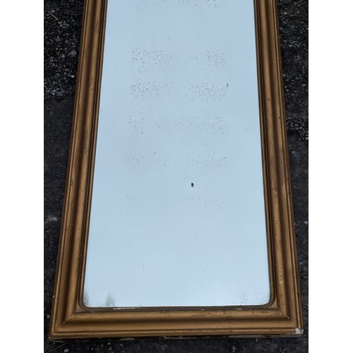 45 - Similar To Previous Lot Antique Gilded Full Length Mirror With Decorated Top. 180 x 54 cms