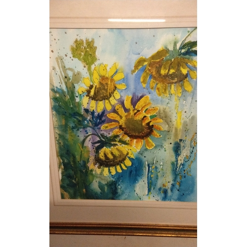 608 - Framed and Glazed Water colour of Flowers, 56cm x 61cm signed lower right Raim?