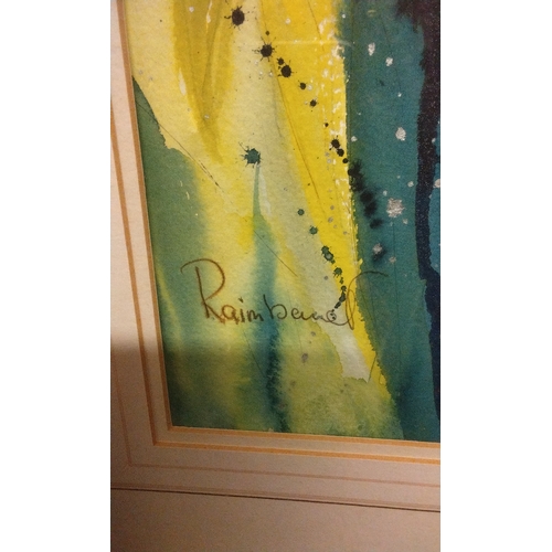 609 - Framed and Glazed water colour of Iris's, signed lower left Raim? 51cm x 66cm