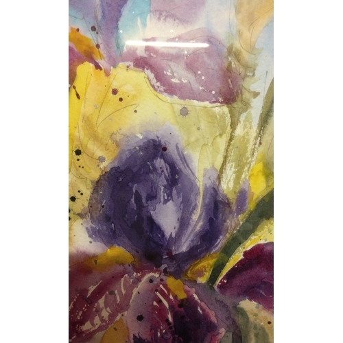 609 - Framed and Glazed water colour of Iris's, signed lower left Raim? 51cm x 66cm