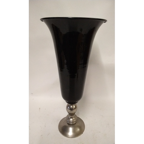 61 - Large enamel metal fluted vase, 46cm high