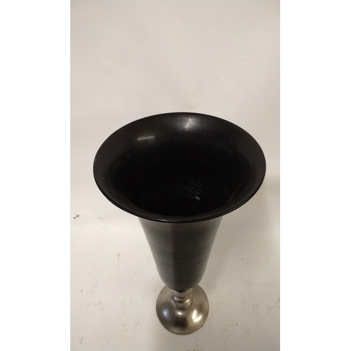 61 - Large enamel metal fluted vase, 46cm high