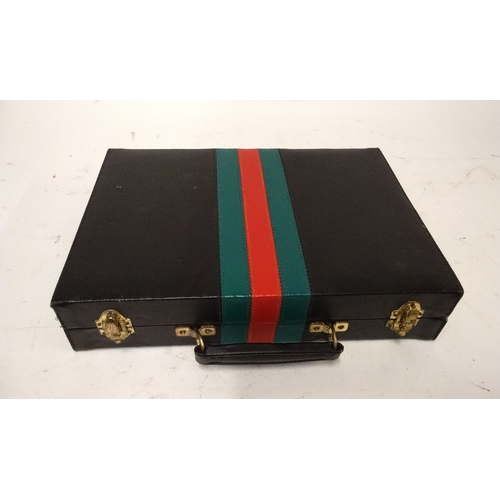 62 - Cased Backgammon Game , 27cm x 19