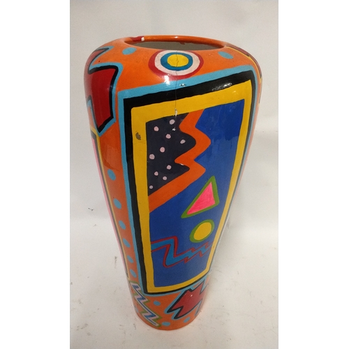 64 - Modern hand painted vase, 40cm high