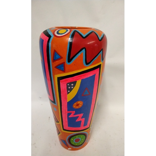 64 - Modern hand painted vase, 40cm high