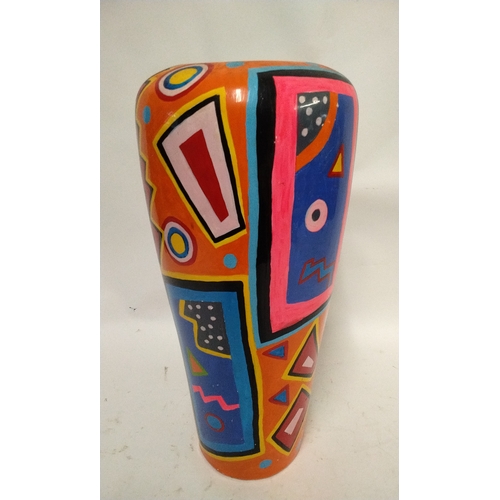 64 - Modern hand painted vase, 40cm high