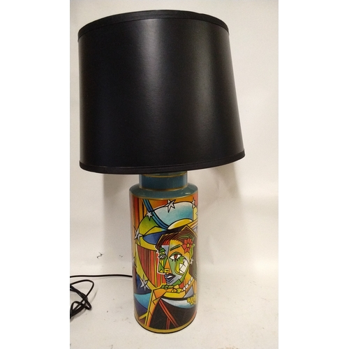 3 - Abstract design ceramic table lamp by KARE with black shade, 65cm high