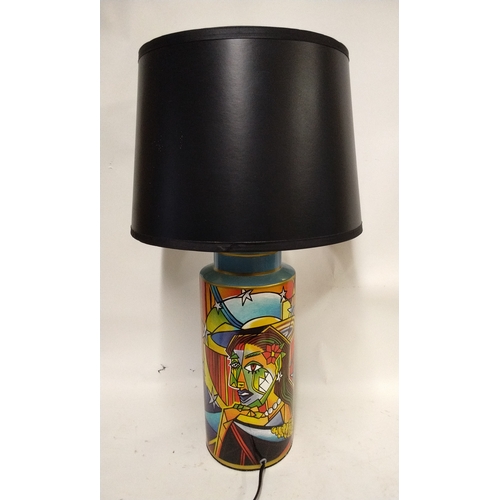 3 - Abstract design ceramic table lamp by KARE with black shade, 65cm high