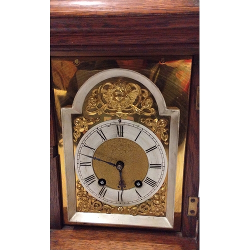 614 - German Lenzkirch Bracket /Mantle clock in working order 40cm high x 28cm wide x 20cm deep. Oak case ... 