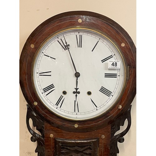 48 - Antique American Wall Clock. 70 x 41 cms