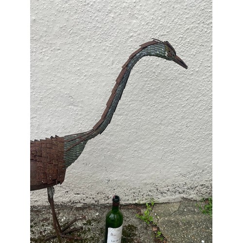 55 - Large Life Size Metal Garden Heron Figure.