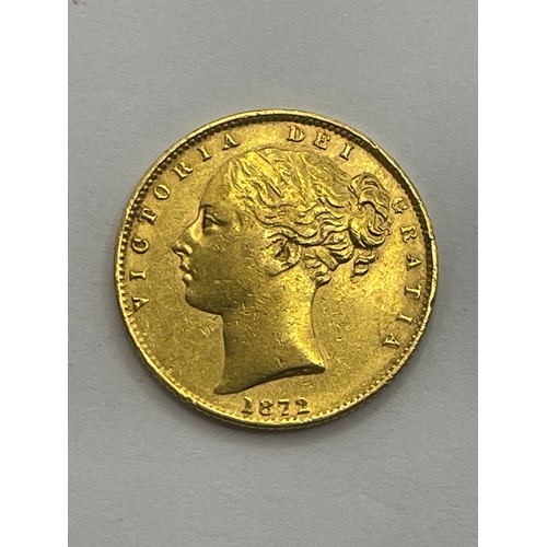 502 - Victorian Shield Back Full Gold Sovereign
1872