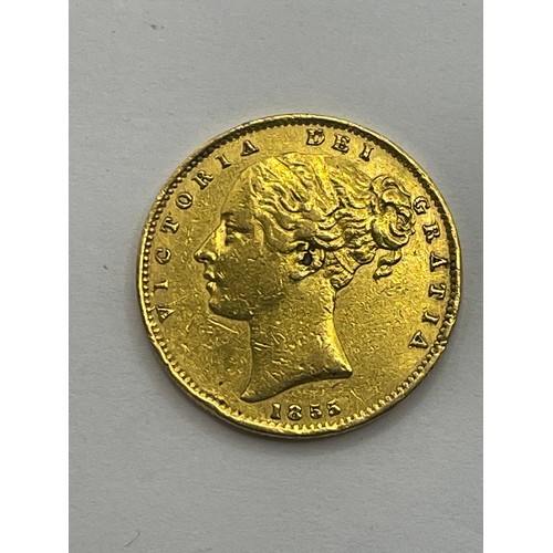 503 - Victorian Shield Back Full Gold Sovereign
1855