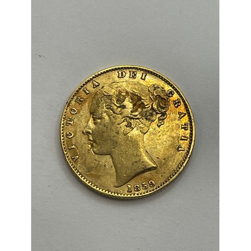 506 - Victorian Shield Back Full Gold Sovereign
1859