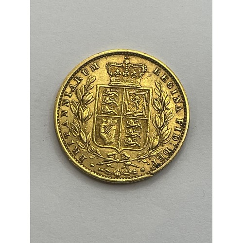 506 - Victorian Shield Back Full Gold Sovereign
1859