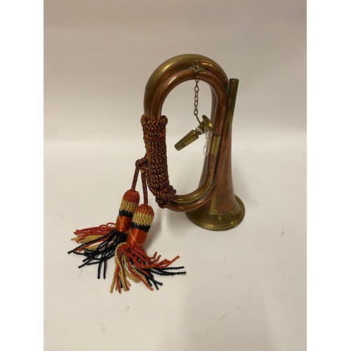 617 - Vintage Military Brass / Copper Decorated Bugle with Mouthpiece Attachment 26cm Length