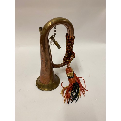 617 - Vintage Military Brass / Copper Decorated Bugle with Mouthpiece Attachment 26cm Length