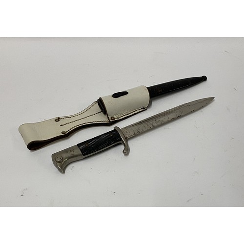 620 - German WKC Military Dress / Parade Dagger In Scabbard And White Leather Frog .37cm Length