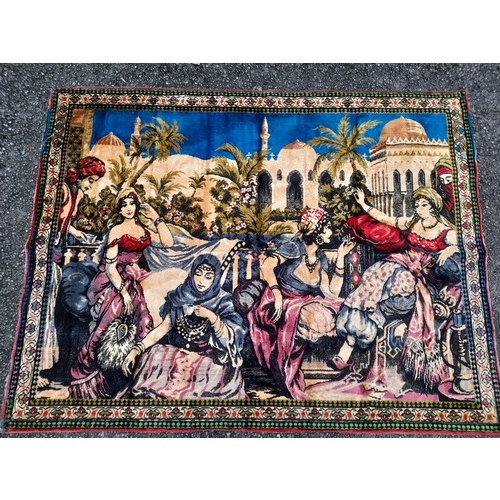 308 - Vintage Tapestry Wall Hanging of a Hareem, 164cm x 125cm