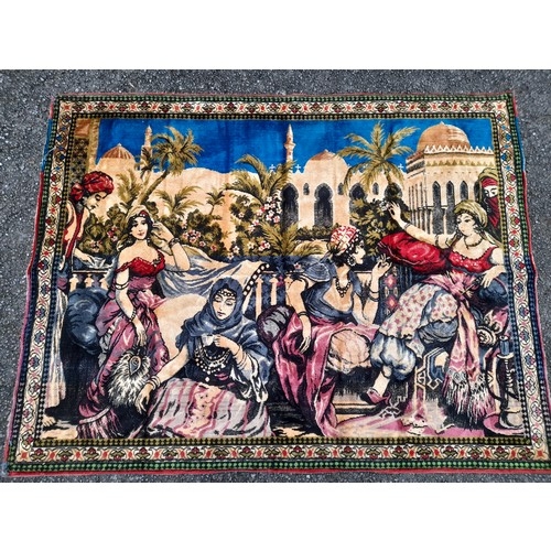 308 - Vintage Tapestry Wall Hanging of a Hareem, 164cm x 125cm