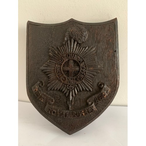 616A - Antique Carved Oak Regimental Shield Plaque From Thé Royal Sussex Régiment
15 x 18 cms h