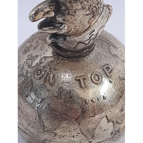 658 - A brass Plated Novelty Mr Punch Paperweight 'Always on Top', 11.5cm high