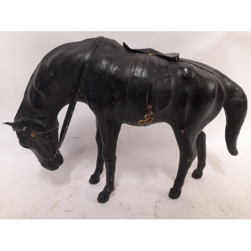 659 - Black Leather Horse, 35cm x 24cm