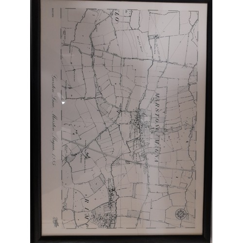 309 - 2 x Framed and Glazed Maps relating to Marston Magna, largest 44cm x 32cm