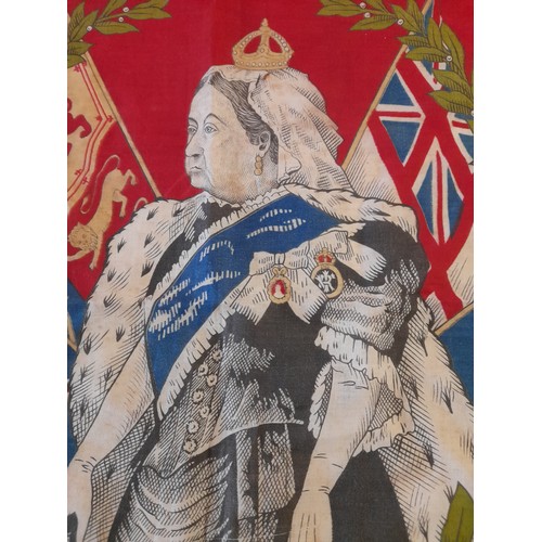 668 - Queen Victoria Diamond Jubilee red Cotton Printed Banner, 70cm x 72cm