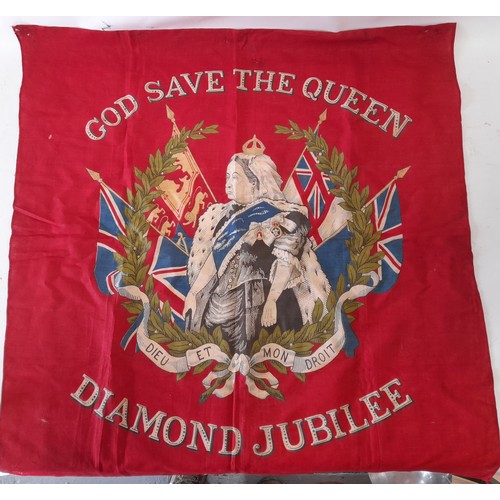 668 - Queen Victoria Diamond Jubilee red Cotton Printed Banner, 70cm x 72cm