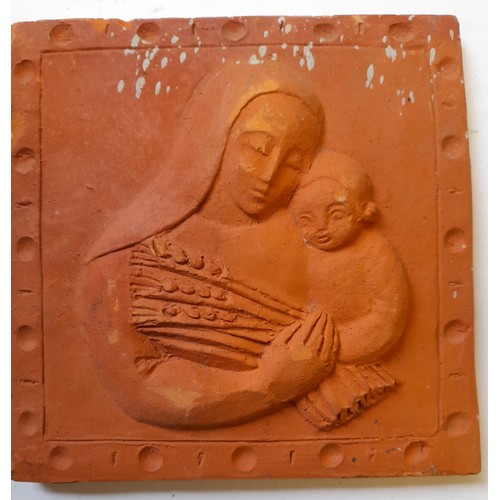 673 - 32 x Vintage  Terracotta Tiles depicting Mother and Child, 14cm x 14cm