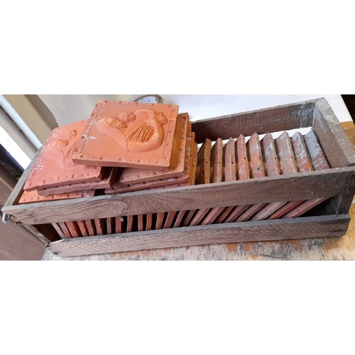 673 - 32 x Vintage  Terracotta Tiles depicting Mother and Child, 14cm x 14cm