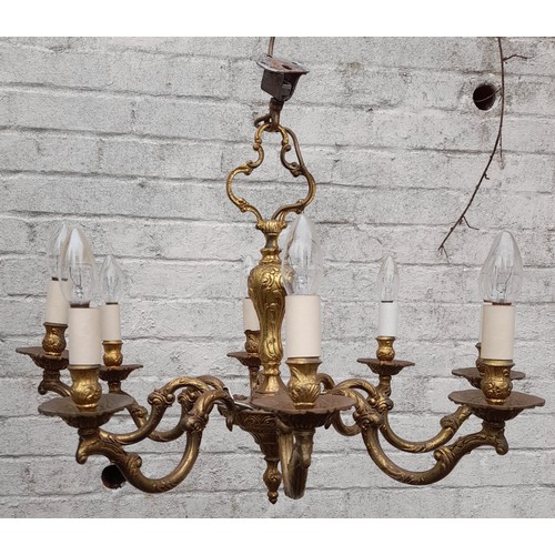 675 - Brass 8 branch chandelier, 50cm high x 64cm