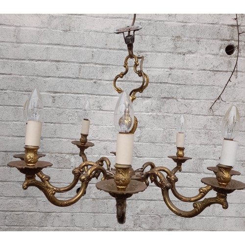 675 - Brass 8 branch chandelier, 50cm high x 64cm