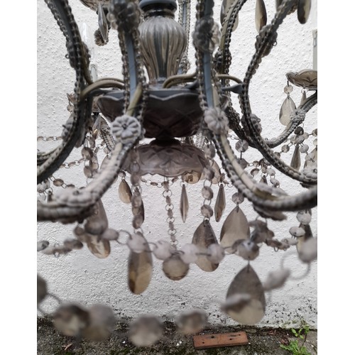 676 - Glass 12 branch chandelier, 70cm high x 68cm wide