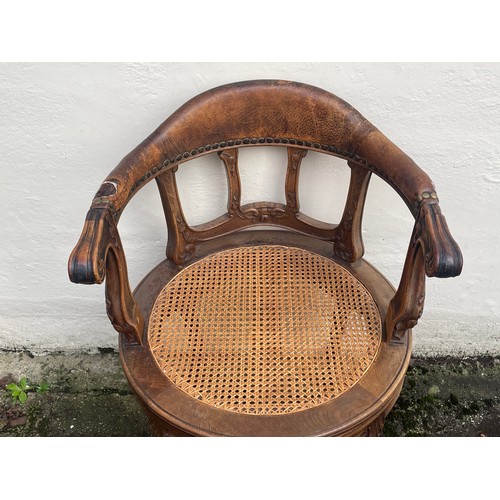 25A - Vintage French Cane Seat Captains Style Chair.