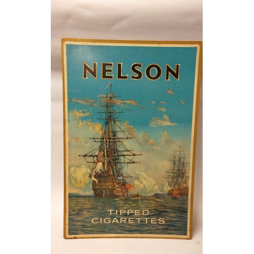 678 - Original Advertising card poster for Nelson Cigarettes of galleons at sea, 50cm x 76cm