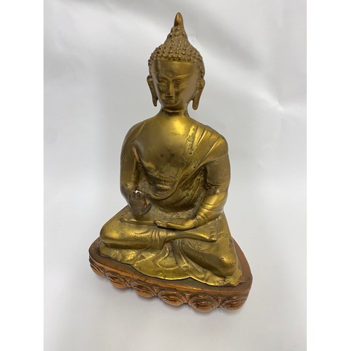 19 - Large  Copper / Brass Seated Buddha Statue 37cm Height