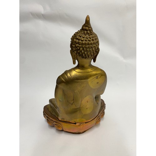 19 - Large  Copper / Brass Seated Buddha Statue 37cm Height