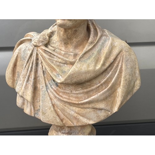 151 - Plaster Bust Model Of Roman Emperor Caesar Mounted On A Plaster Corinthian Style Column 150cms High