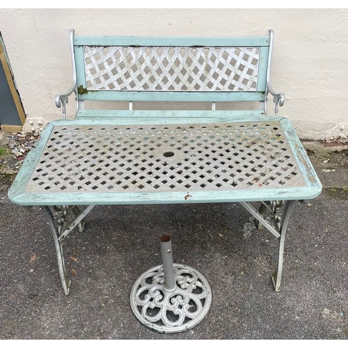 4 - Cast Metal And Wood Garden Set To Include Bench , Table , Stand. (3)