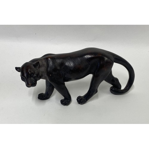 164 - Antique Bronze Panther . 31cm x 13.5cm