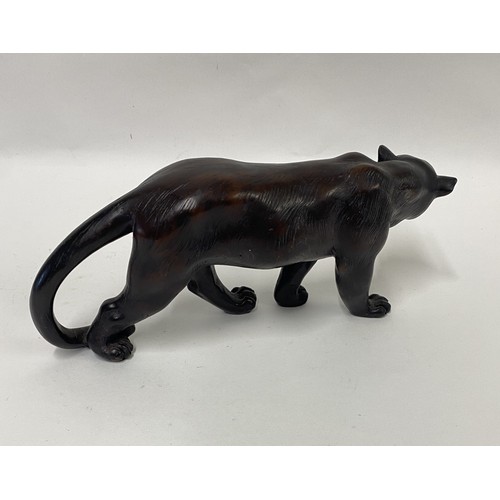 164 - Antique Bronze Panther . 31cm x 13.5cm