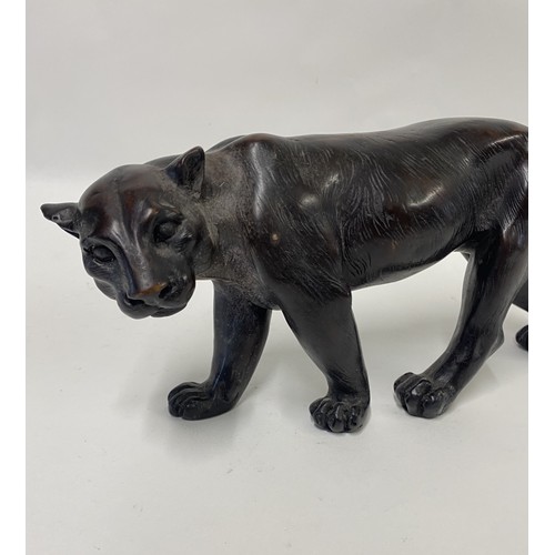 164 - Antique Bronze Panther . 31cm x 13.5cm