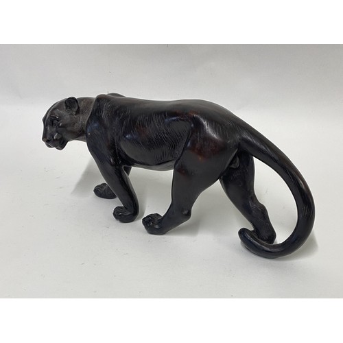 164 - Antique Bronze Panther . 31cm x 13.5cm