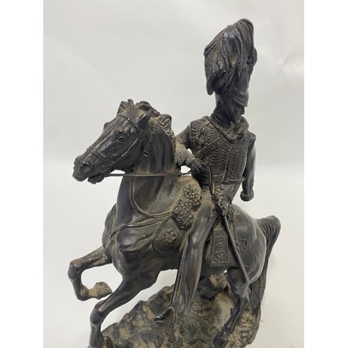 174 - Bronzed Resin Heredities Light Brigade / Cavalry Statue 31cm Height