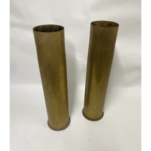 178 - Pair of Brass Trench Art Military Shell Vases 50cm Height